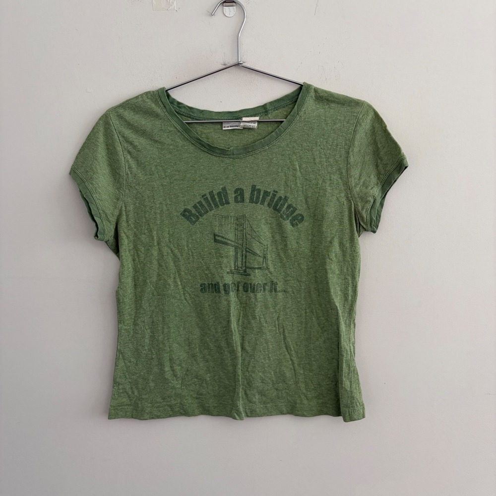 No Boundaries Green Build A Bridge Graphic Tee XL 15 35JA265DD